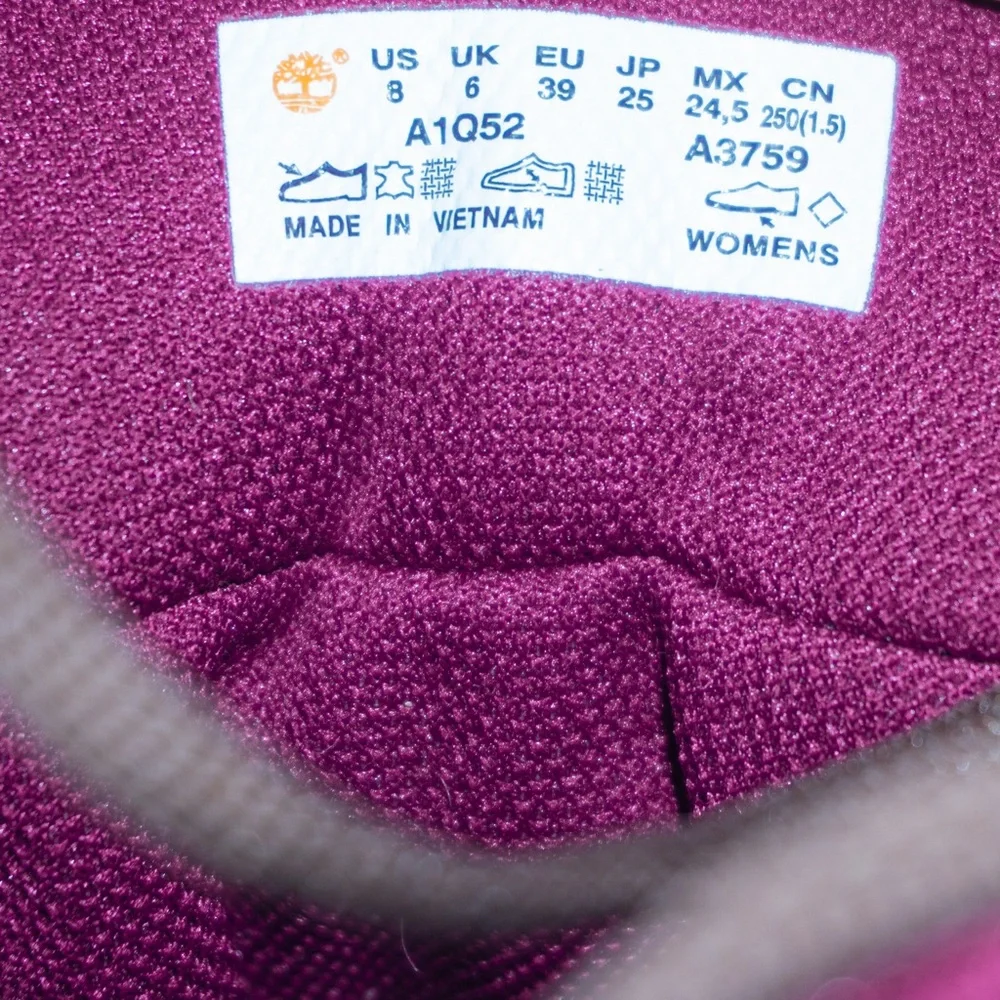 NWOT Timberland Women’s Mt Maddsen Mid Waterproof Hiking Boots Brown/Purple - Picture 4 of 4